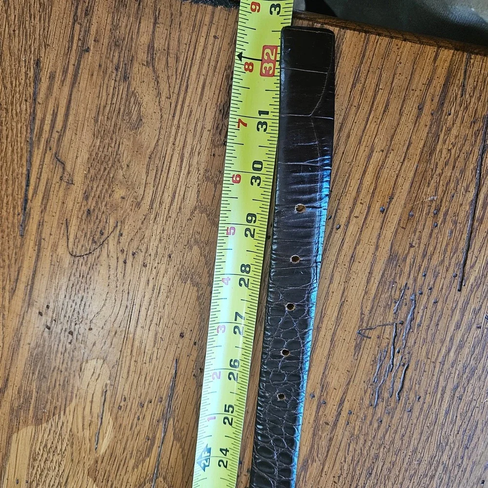 Harold's Dark Brown Croc-Textured Leather Belt with Silver Buckle